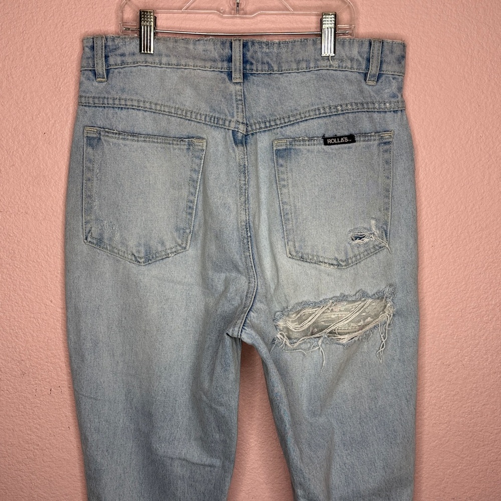 ROLLA’S Original Straight Light Wash High Rise Distressed Cropped Jeans. Size 30 - Picture 8 of 13